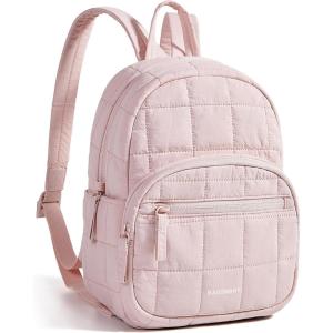 BAGSMART College Laptop Backpack, Travel Backpack for Women, Quilted Casual Daypack, Water-Resistant Bookbag for 15.6 Inch Laptop, Black(9.7 In-pink)