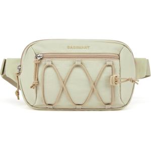 BAGSMART Fanny Packs for Women Small Belt Bag with Adjustable Strap Waist Pack for Running Workout Traveling Hiking, Black(Beige Green)