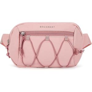 BAGSMART Fanny Packs for Women Small Belt Bag with Adjustable Strap Waist Pack for Running Workout Traveling Hiking, Black(Light Pink)