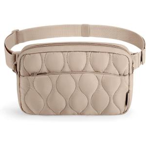 BAGSMART Fanny Packs for Women with Two Ways to Install the Adjustable Strap Lightweight Crossbody Belt Bag for Traveling Workout(Camel)