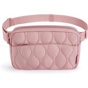 BAGSMART Fanny Packs for Women with Two Ways to Install the Adjustable Strap Lightweight Crossbody Belt Bag for Traveling Workout(Dark pink)