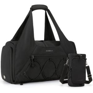 BAGSMART Gym Bag for Women, Lightweight Duffel with Shoe Compartment, Weekender with Wet Pocket, Workout Yoga Tote, Charcoal