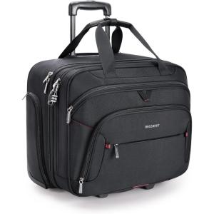 BAGSMART Rolling Laptop Bag, Briefcase with Wheels Fits 17.3 Inch Laptop, Computer Overnight Rolling Bag with TSA Lock for Travel/Men/Women, Black