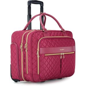 BAGSMART Rolling Laptop Bag Women, Rolling Briefcase for Women, 17.3 Inch Laptop Bag with Wheels Computer Bag Laptop Case for Work Travel Business(Red)