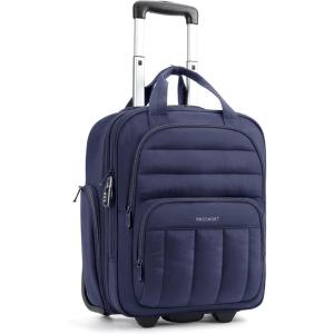 BAGSMART Small Underseat Carry on Luggage with Wheels, 16-inch Small Under Seat Luggage, Lightweight Travel Luggage Travel Suitcase for Women, Personal Item Bag, Brown(Navy Blue)