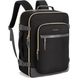 BAGSMART Travel Backpack for Women, 35L Carry-On Backpack Fits 17.3 Inch Laptop, TSA Approved Water-Resistant Weekender Gym Backpack, Black(Black)