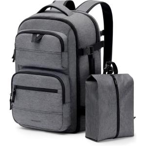 BAGSMART Travel Backpack for Women Men, 40L Flight Approved Carry on Backpack with Shoe Bag, TSA Large Personal Item Backpack with 17 Inch Laptop Compartment, Weekender Suitcase for Travel, Grey(Grey)