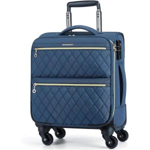 BAGSMART Underseater Carry On Luggage Airline Approved with Spinner Wheels, 16 Inch Small Luggage with TSA Lock, Overnight Small Rolling Softside Suitcases for Women, Navy Blue(Underseat-Navy Blue)