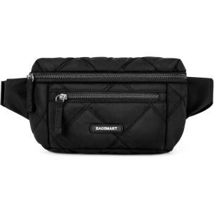BAGSMART Women’s Adjustable Waist Pack Fanny Belt Bag with Strap for Hiking, Running, Travel(Black)