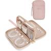 BAGSMART Electronic Cord Cable Organizer Travel Bag Case, Double Layers Tech Electronic Bag, Essentials for Charger, Cable, Phone, Flash drive, Pink(Double Layer Quilted Pink)