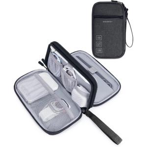 BAGSMART Electronic Cord Cable Organizer Travel Bag Case, Double Layers Tech Electronic Bag, Essentials for Charger, Cable, Phone, Flash drive, Pink(Double Layer Black)