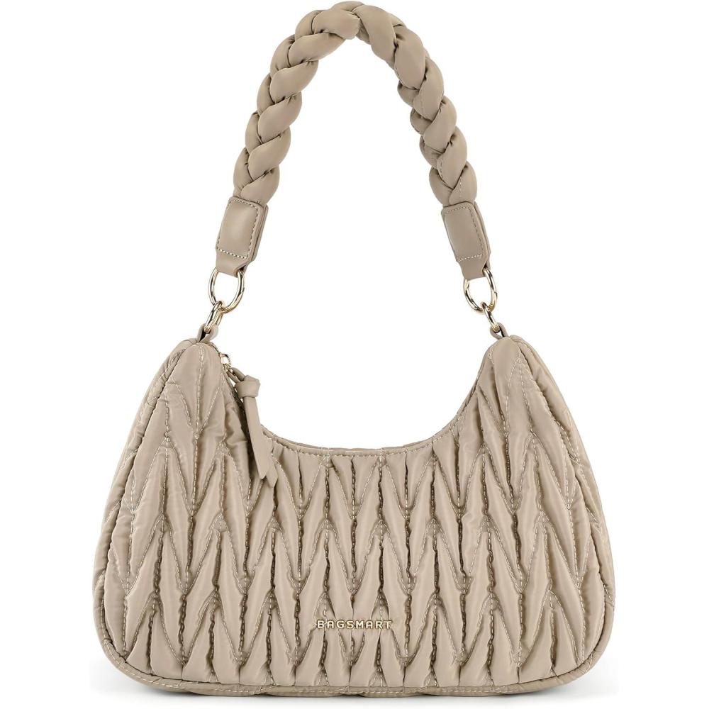 imageBAGSMART Puffy Water Bottle Crossbody Bags for Women Small Cross body Purse With Bottle Holder Hobo Handbag for Travel027lcamel