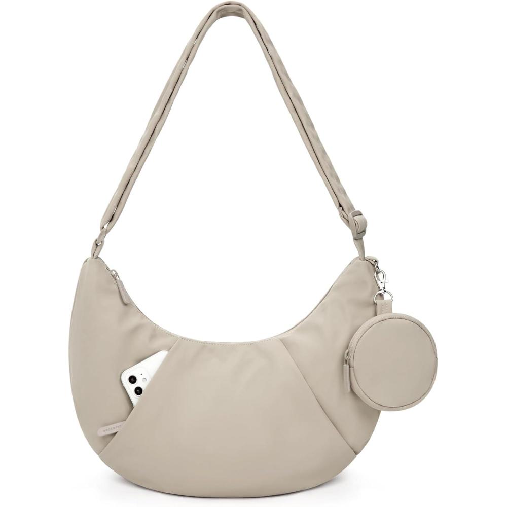 imageBAGSMART Puffy Water Bottle Crossbody Bags for Women Small Cross body Purse With Bottle Holder Hobo Handbag for Travel45lcamel