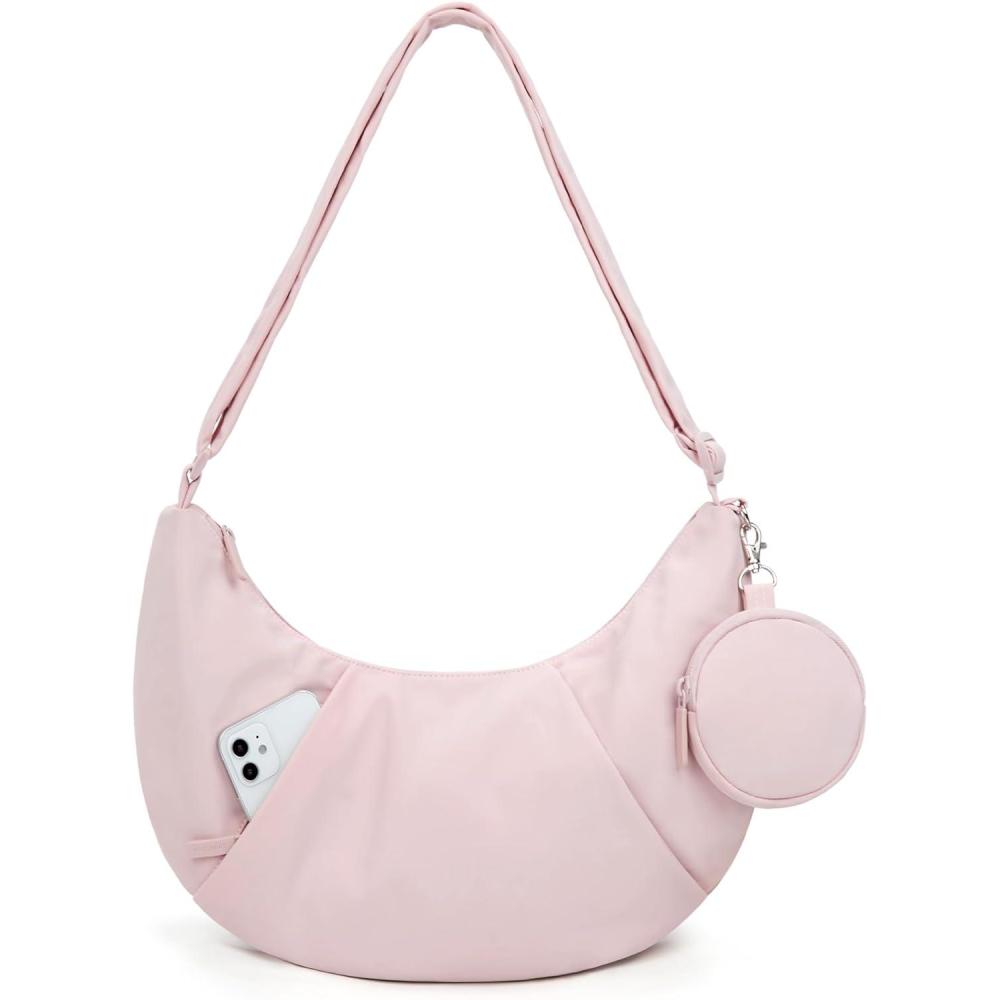 imageBAGSMART Puffy Water Bottle Crossbody Bags for Women Small Cross body Purse With Bottle Holder Hobo Handbag for Travel45lpink