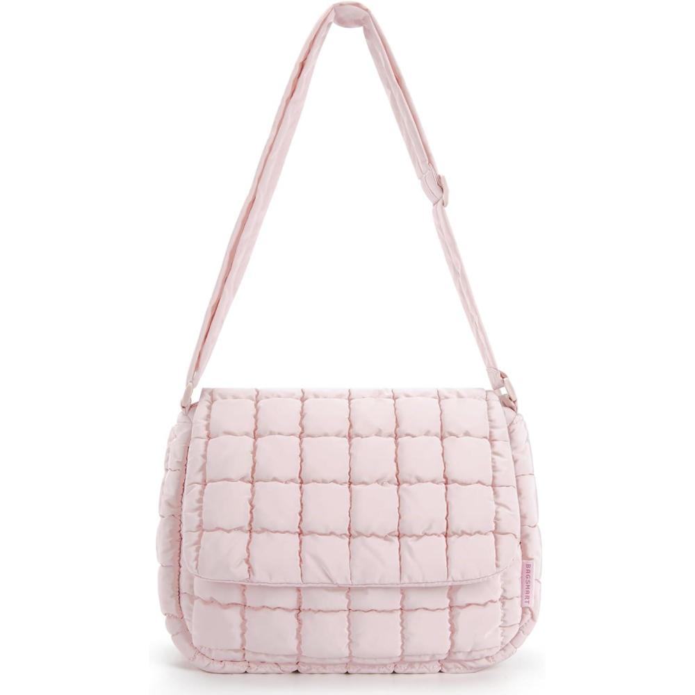 imageBAGSMART Puffy Water Bottle Crossbody Bags for Women Small Cross body Purse With Bottle Holder Hobo Handbag for Travel6lpink