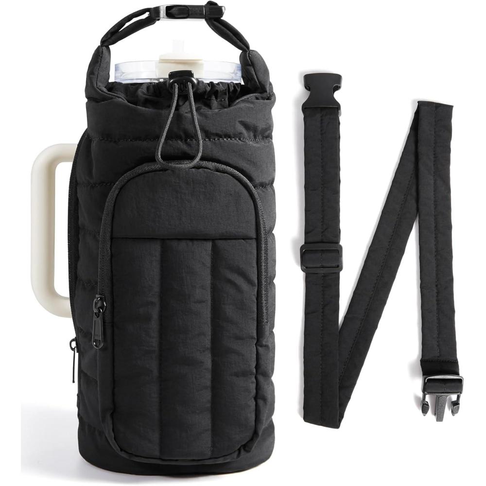 imageBAGSMART Water Bottle Holder Bag with Strap 4032 oz Crossbody Bag Gym Accessories Sling Purses for WomenBlack