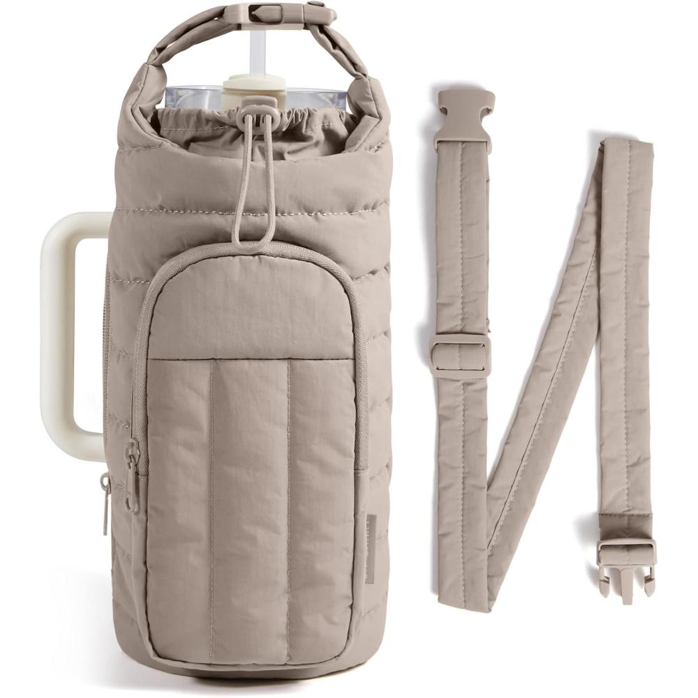 imageBAGSMART Water Bottle Holder Bag with Strap 4032 oz Crossbody Bag Gym Accessories Sling Purses for WomenCamel