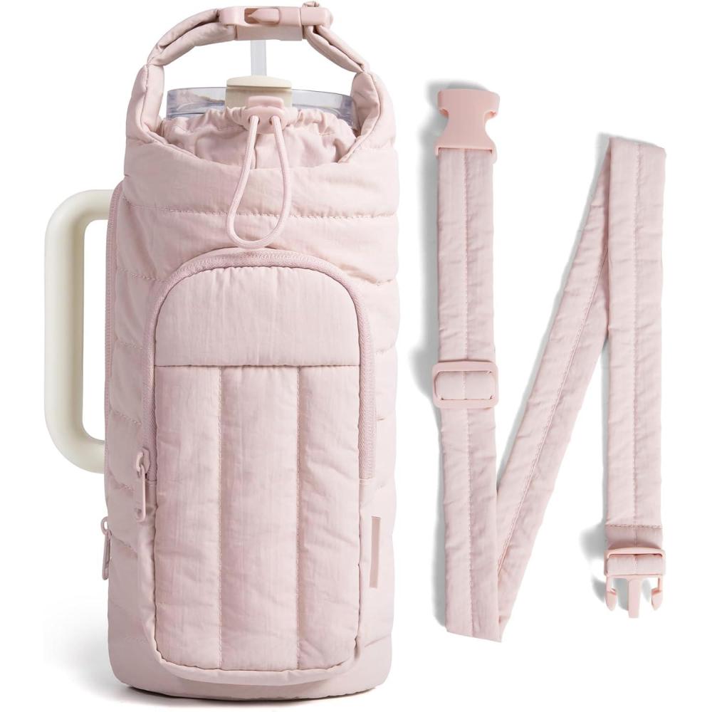imageBAGSMART Water Bottle Holder Bag with Strap 4032 oz Crossbody Bag Gym Accessories Sling Purses for WomenPink