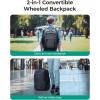 BAGSMART Rolling Backpack, 17 Inch Travel Laptop Wheeled Backpack, 37L Large Carry-On Luggage with Wheels for Men Women, Water-Resistant Overnight Work College Trolley Bag, Black(Black)