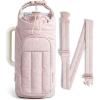 BAGSMART Water Bottle Holder Bag with Strap, 40/32 oz Crossbody Bag Gym Accessories, Sling Purses for Women(Pink)