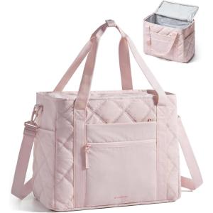BAGSMART 38L Travel Duffle Bag, Weekender Overnight Hospital Bag for Women Labor Delivery, Carry-On Personal Item Large Tote(Baby Pink)