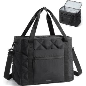BAGSMART 38L Travel Duffle Bag, Weekender Overnight Hospital Bag for Women Labor Delivery, Carry-On Personal Item Large Tote(Black)