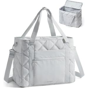 BAGSMART 38L Travel Duffle Bag, Weekender Overnight Hospital Bag for Women Labor Delivery, Carry-On Personal Item Large Tote(Light Grey)