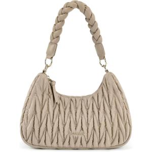 BAGSMART Puffy Water Bottle Crossbody Bags for Women, Small Cross body Purse With Bottle Holder, Hobo Handbag for Travel(02.7l-camel)