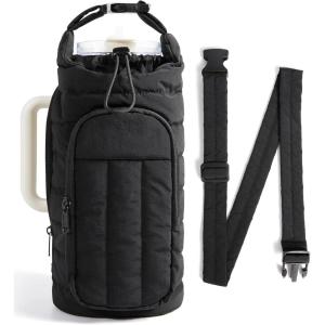 BAGSMART Water Bottle Holder Bag with Strap, 40/32 oz Crossbody Bag Gym Accessories, Sling Purses for Women(Black)