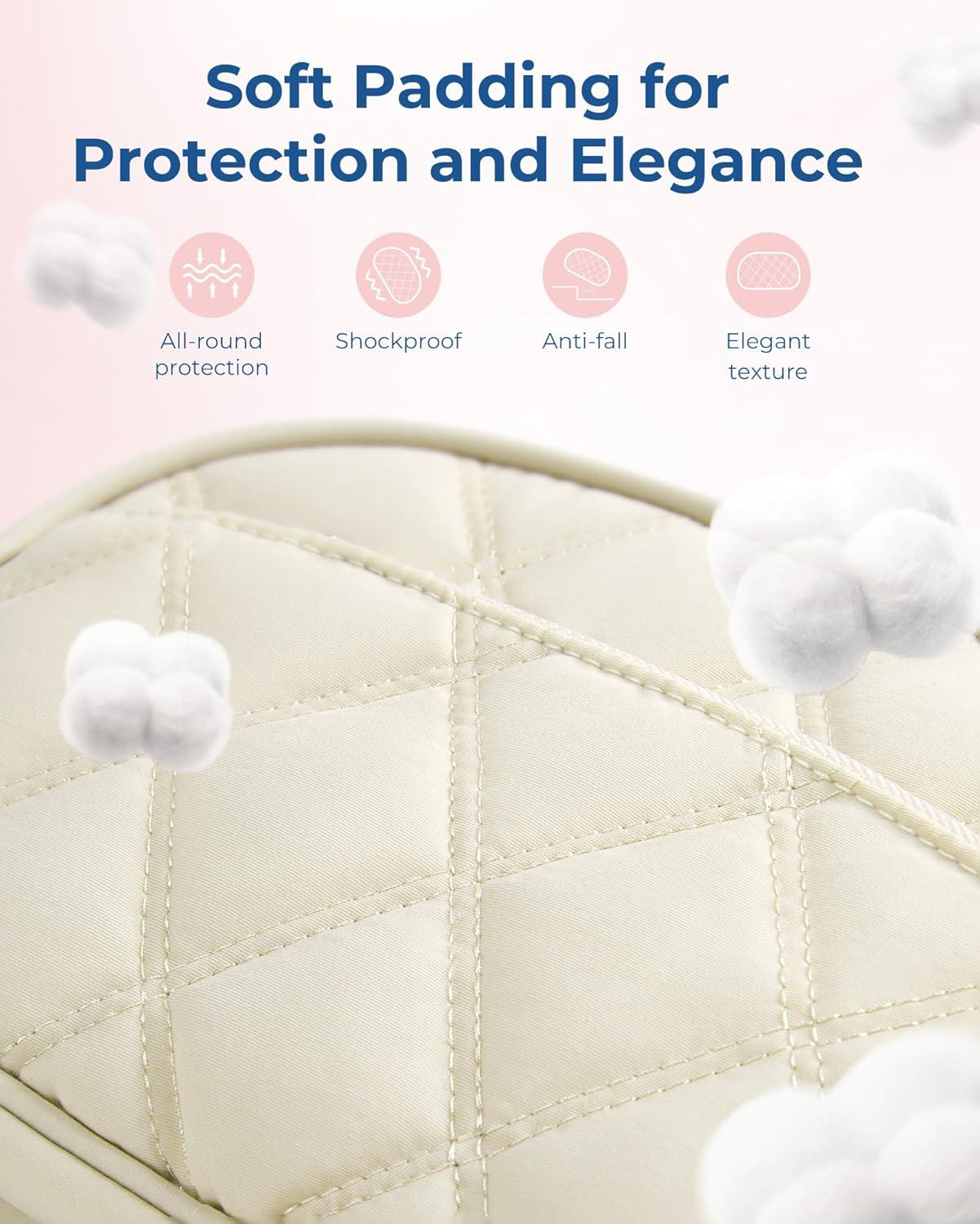 imageBAGSMART Electronics Organizer Travel Case Cord Organizer for Women Travel Cable Bag BlackSingle Layer Beige