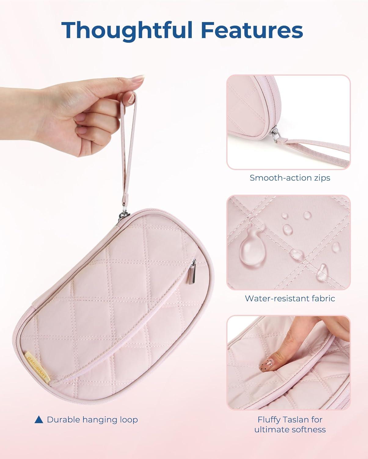 imageBAGSMART Electronics Organizer Travel Case Cord Organizer for Women Travel Cable Bag BlackSingle Layer Pink