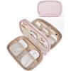 BAGSMART Electronics Organizer Travel Case, Cord Organizer for Women, Travel Cable Bag (Black)(A-Double Layer Pink)