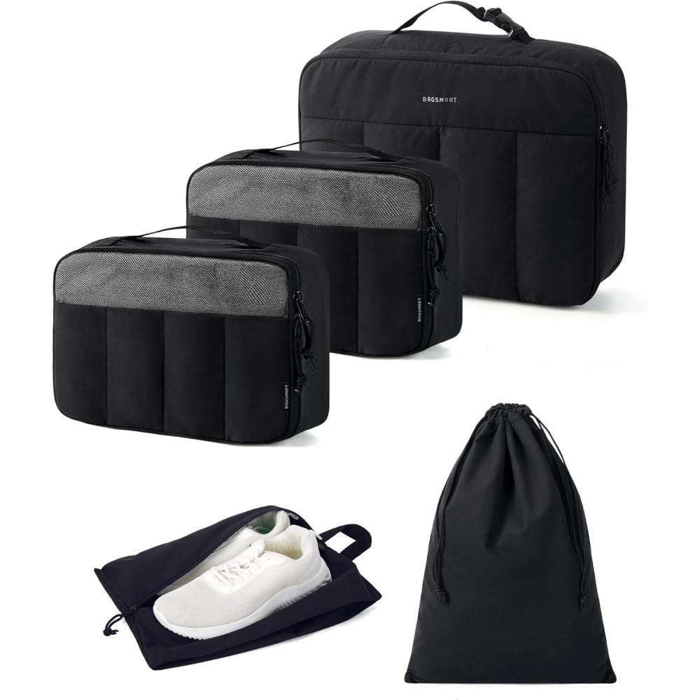 imageBAGSMART Compression Packing Cubes for Travel 6 Set5 Set4 Set Compression Suitcase Organizer Bags Set for Suitcases Travel Essentials Lightweight Packing Organizers03Black