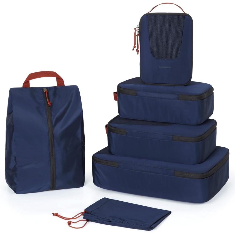 imageBAGSMART Compression Packing Cubes for Travel 6 Set5 Set4 Set Compression Suitcase Organizer Bags Set for Suitcases Travel Essentials Lightweight Packing Organizers04Navy