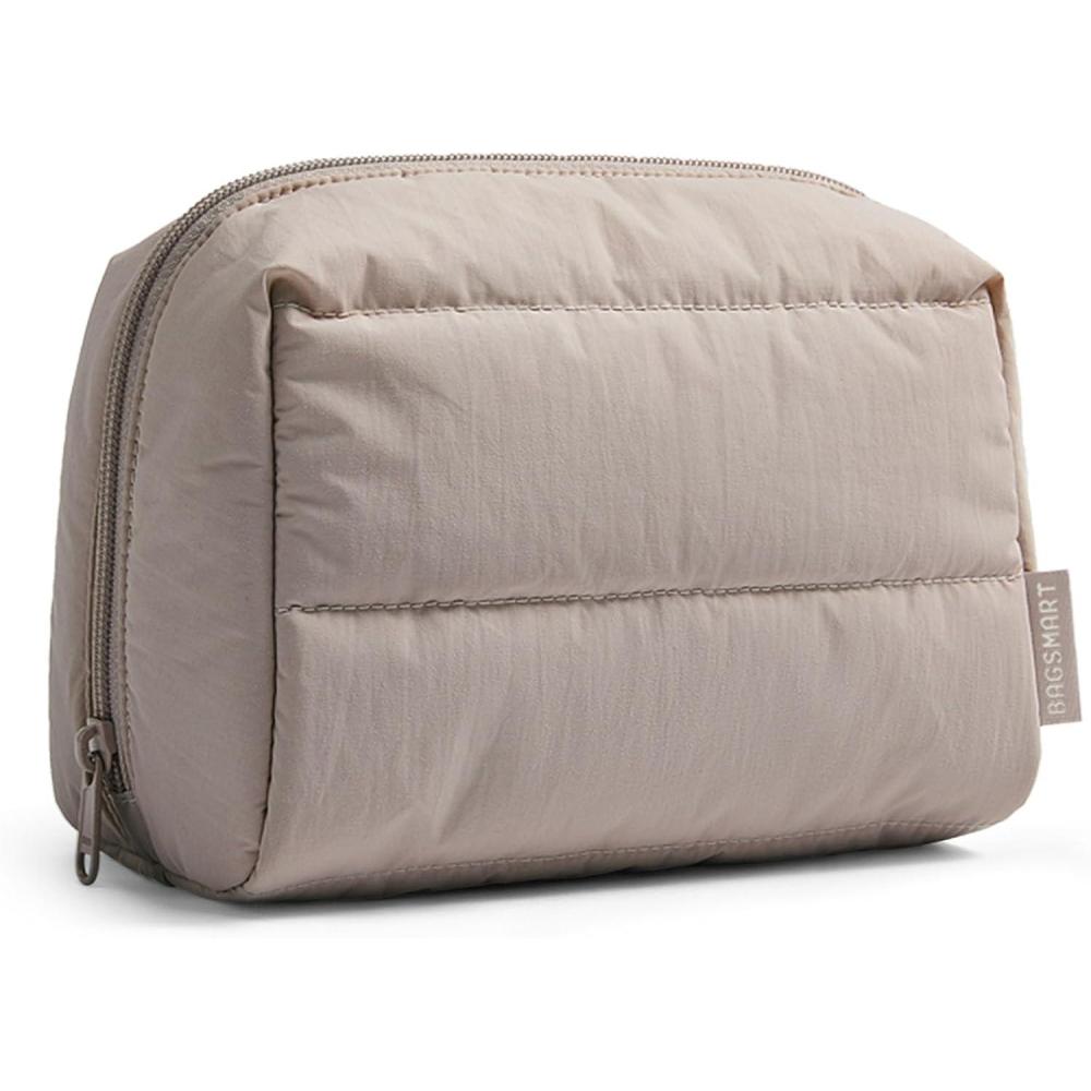 imageBAGSMART Elegant Roomy Makeup Bags InitialKPink02Camel