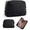BAGSMART Elegant Roomy Makeup Bags (Initial-K-Pink)(01-Black)
