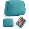 BAGSMART Elegant Roomy Makeup Bags (Initial-K-Pink)(01-Teal Blue)