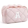 BAGSMART Elegant Roomy Makeup Bags (Initial-K-Pink)(03-Initial-A-Pink)