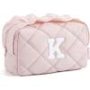 BAGSMART Elegant Roomy Makeup Bags (Initial-K-Pink)(03-Initial-K-Pink)
