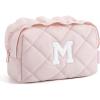 BAGSMART Elegant Roomy Makeup Bags (Initial-K-Pink)(03-Initial-M-Pink)