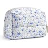 BAGSMART Elegant Roomy Makeup Bags (Initial-K-Pink)(Blue Ditsy Floral)
