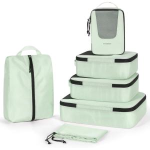BAGSMART Compression Packing Cubes for Travel, 6 Set/5 Set/4 Set, Compression Suitcase Organizer Bags Set for Suitcases Travel Essentials, Lightweight Packing Organizers(04-Light Green)