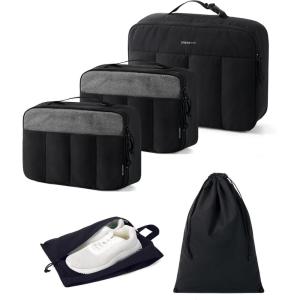 BAGSMART Compression Packing Cubes for Travel, 6 Set/5 Set/4 Set, Compression Suitcase Organizer Bags Set for Suitcases Travel Essentials, Lightweight Packing Organizers(03-Black)