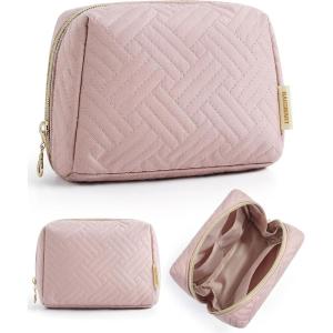 BAGSMART Elegant Roomy Makeup Bags (Initial-K-Pink)(01-Pink)