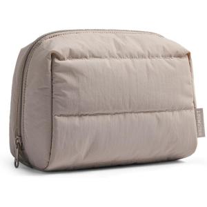 BAGSMART Elegant Roomy Makeup Bags (Initial-K-Pink)(02-Camel)