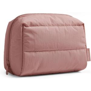 BAGSMART Elegant Roomy Makeup Bags (Initial-K-Pink)(02-Nude Pink)