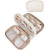 BAGSMART Travel Cord Organizer Electronics Case, Puffer Cable Organizer Bag Travel Essentials for Women, Small Tech Organizer Travel Case for Charger, Cable, Phone, Flash Drive Black(A-Double Layer Beige)
