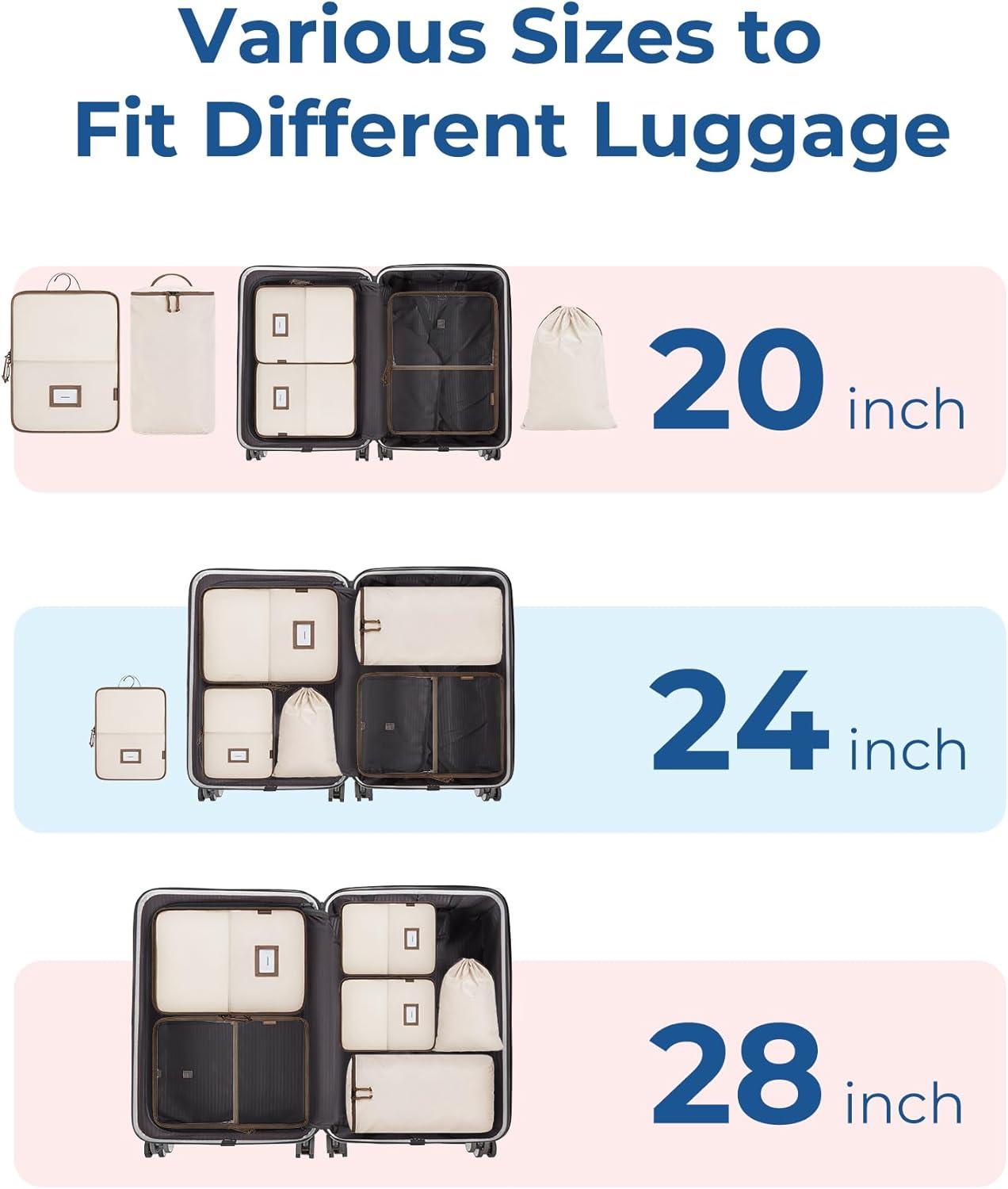 imageBAGSMART Hanging Packing Cubes for Travel 6 Set Clear Waterproof Packing Cubes for Suitcases Storage Organizer for Hanging Closet with Zipper Handles and Hook Baby PinkBaby Pink