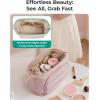 BAGSMART Makeup Bag Travel Toiletry Bag, Puffy Padded Make Up Bags for Women, Makeup Organizer Wide-open Pouch Purse, Travel Essentials for Toiletries Accessories Brushes, Camel(Brown)(Black)