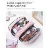 BAGSMART Toiletry Bag for Women, Travel Makeup Bag, Wide-open Portable Make Up Bag Organizer for Women for Travel Essentials Travel-Size Toiletries Accessories Bottles, Brushes, Khaki(Khaki)